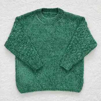 GT0217, Детская осенняя одежда, Зеленый свитер с круглым вырезом и длинным рукавом, детское модное верхнее пальто 9
