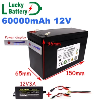 Lucky 12V New Power Display Battery 60a 18650 Литиевый аккумулятор для солнечной энергии и аккумулятор для электромобилей с зарядным устройством 4