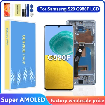 Super AMOLED С Рамкой Для Samsung Galaxy S20 ЖК-дисплей С Сенсорным Экраном Digitizer В сборе Для S20 5G SM-G980, SM-G980F LCD 10