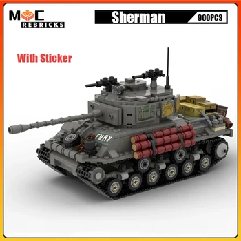 WW2 Военное Оружие США M4 Sherman Армейский Танк Строительные Блоки Гусеничная Модель Бронетранспортера Технология Кирпичи Игрушки Детские Рождественские Подарки 12