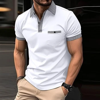 Y2k2023 Летняя новая мужская повседневная офисная дышащая модная рубашка поло с коротким рукавом, повседневная уличная рубашка поло, топ 4
