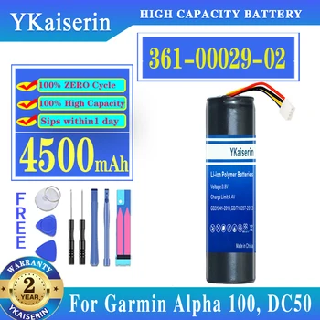YKaiserin 4500 мАч Аккумулятор 361-00029-02 для Garmin Alpha 100, DC50, GAA002, GAA003, GAA004, T5, TT10, TT15, Batteria + Бесплатный инструмент 5