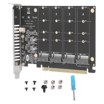 Адаптер M.2 NVME SSD к PCIE X16 4-Портовая Высокоскоростная Карта Soft Raid 4x32 Гбит/с с Индивидуальным светодиодным индикатором Подходит для компьютеров 4