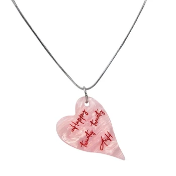 Английские ожерелья в виде персикового сердца для женщин, модное ожерелье с цепочкой из змеиной кости, прямая доставка 2