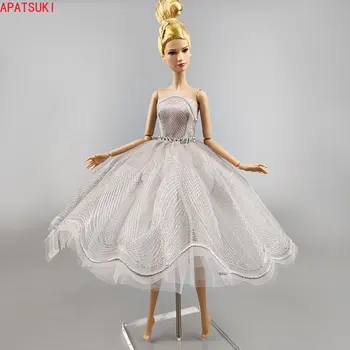Балетное платье Grey Waves для куклы Барби, модная одежда для танцев, 3-слойная юбка со стразами, вечернее платье, аксессуары для кукол 1/6, Игрушки 5