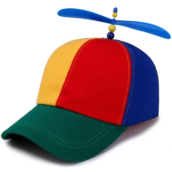 Бамбуковая стрекоза, радужная кепка от солнца, забавная приключенческая шляпа для папы, бейсболка, дизайн пропеллера вертолета для детей, мальчиков, девочек и взрослых 2