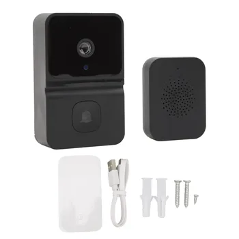 Беспроводной дверной звонок с управлением через приложение WiFi, широкоугольный ночной 1080P умный дверной звонок с двусторонним разговором, черный для безопасности 7