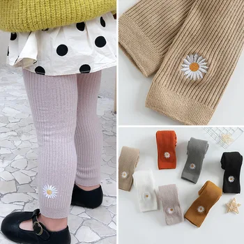 Весенне-осенние брюки для новорожденных девочек, детские Леггинсы с цветочной вышивкой, повседневные брюки для малышей, детская одежда 8