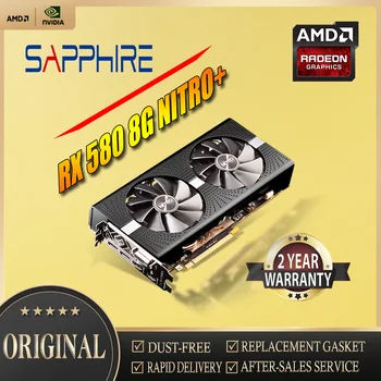 Видеокарты SAPPHIRE RX580 8G Nitro 2304SP 256Bit GDDR5 Видеокарты для AMD RX 500 RX 580 8GB Nitro + DP HDMI DVI 2304 SP Используются 5