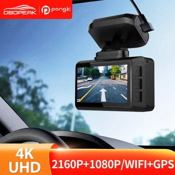 Видеорегистратор 4K 2160P + 1080P С Двумя Объективами Супер Ночного Видения Автомобильный Видеорегистратор WDR WIFI Автомобильная Камера WDR Встроенный GPS Wi-Fi G-Сенсор Движения Det 6