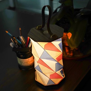 Винтажный Деревянный Складной Бумажный Фонарь, Портативный ночник с плавным затемнением, USB Перезаряжаемая настольная лампа, уличная лампа для кемпинга, палатка 9