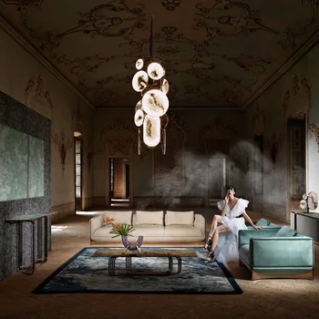 Высококачественная кожаная легкая роскошная итальянская мебель для дома, диван-гарнитур, мебель для гостиной, современный секционный диван из натуральной кожи 9