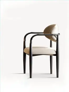 Высококачественный Современный Простой стул Роскошный Обеденный стул из ткани для кафе ресторана со спинкой 11