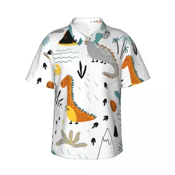 Гавайская рубашка С 3D Принтом Динозавров, Мужская Одежда, Свободные Дышащие Мужские Рубашки, Летняя Мужская Рубашка, Мужская Одежда С Коротким Рукавом 8