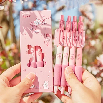 Гелевые ручки Sakura, Набор ручек-роллеров Romantic Cherry Blossoms Gen Ink, Милые креативные ручки для письма черными чернилами 0,5 мм 4шт 3