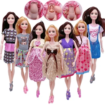 Горячая распродажа, 11,5-дюймовая Беременная кукла, у мамы в животике 2шт ребенка с одеждой 1Шт, Обучающие куклы, игрушка для девочки в подарок Барби
