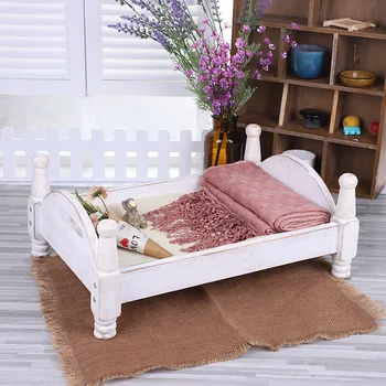 Деревянный съемный реквизит для детской фотосъемки: Винтажная деревянная кровать, аксессуары для мебели 3