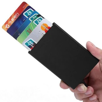 Держатель для кредитных карт, Мужской тонкий держатель для удостоверения личности, женский Rfid-кошелек, металлический футляр Porte Carte 15