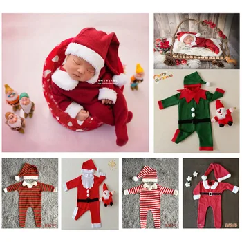 Детская одежда, реквизит для фотосъемки новорожденных, комбинезон, Рождественская одежда для фотосъемки, Аксессуары для студийных съемок 12