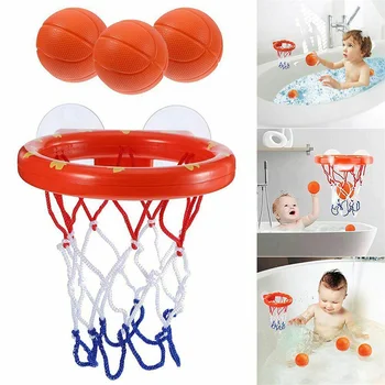 Детские игрушки для купания, баскетбольное кольцо на присоске с 3 мячами, игрушка для ванной, душа, игры в воду, игрушка для детей 11