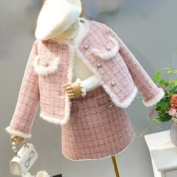 Детские комплекты одежды из 2 предметов, весенне-зимние детские костюмы для девочек от 2 до 10 лет, элегантный милый наряд PTKPCC 2