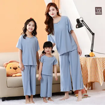 Детские пижамы, весенне-летние костюмы для девочек, милая одежда для мамы и дочки, домашняя одежда для родителей и детей, одежда для мамы и детей 6