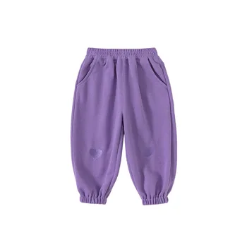 Детские повседневные осенние спортивные штаны для девочек, длинные простые брюки с вышивкой 2023 13