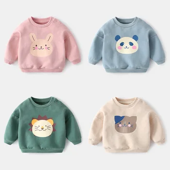 Детские толстовки 2023 Осень, Новый пуловер для маленьких мальчиков и девочек с милым рисунком, свитер, Детский свитер, Корейская детская одежда 11