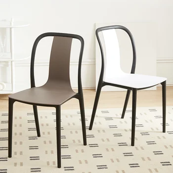 Дизайнерский обеденный стул Домашний Современный Простой стул со спинкой Офисный стул для отдыха Переговоров Утолщенный пластиковый стул 1