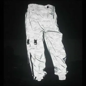 Женский косплей на Хэллоуин в стиле Хип-Хоп с боковой молнией, Ночные светоотражающие камуфляжные брюки, Леггинсы с карманом 9