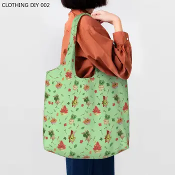 Забавный Принт Zeldas Korok Pattern Shopping Tote Bag Прочная Холщовая Сумка-Шоппер На Плечо Для Видеоигр, Сумки Для фотографий