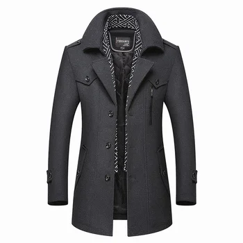Зимняя шерстяная куртка, мужское шерстяное пальто для мужчин, повседневная модная тренч-одежда, мужское утепленное пальто, новинка 2023 года 6