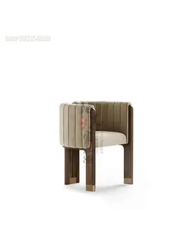Изготовленная на заказ Ткань Массив Дерева Современный Легкий Роскошный Обеденный стул Дизайнерский стул для переговоров и отдыха Одноместный стул из нержавеющей Стали Отель 6