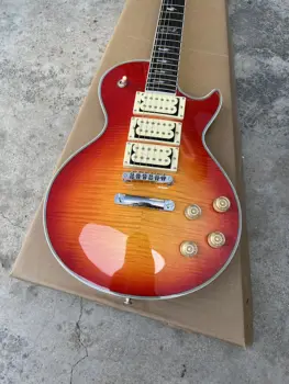 Изготовленная на заказ электрогитара с твердым корпусом вишневого цвета Sunburst Flame Maple Top Ace Frehley 3 Звукоснимателя Высококачественная гитара Бесплатная доставка 13