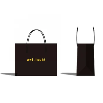 индивидуальный дизайн, Изготовленный на заказ Роскошный Золотой фольгированный логотип, Черная печатная бумажная сумка для покупок 5
