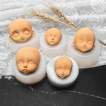 Инструменты Версия Q Аксессуары для модификации кукол для выпечки конфет 3D-форма для лица Baby Face Силиконовые формы для лепки головы из глины 4