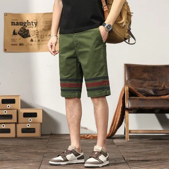 Камуфляжные мужские повседневные шорты, летние Модные рабочие брюки длиной до колена, прямые короткие брюки с боковой молнией 9