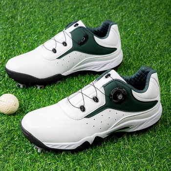 Кожаные туфли для гольфа, мужские спортивные кроссовки для гольфа, профессиональные шипованные кроссовки для гольфа для мужчин, тренировочные кроссовки для ходьбы по газону для гольфистов 1