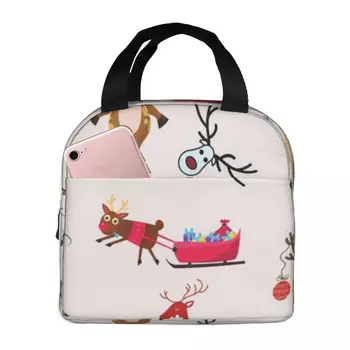 Коллекция Cute Christmas Deer Термоизолированная сумка для ланча Изолированная сумка для бенто Контейнер для ланча Сумка для Бенто Большая сумка для ланча 9