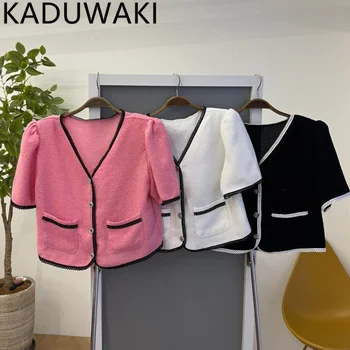 Корейский Повседневный однобортный пиджак с V-образным вырезом, женское Модное короткое пальто с множеством карманов, Шикарная Женская летняя куртка Chaqueta 2