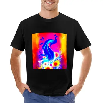 Красивая футболка с изображением павлина на цветах, футболки с кошками, футболки для мужчин 1