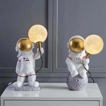 Креативная настольная лампа Astronaut Современное настольное освещение из смолы для спальни, кабинета, гостиной, внутреннего декора, светодиодная лампа для чтения в детской комнате 6