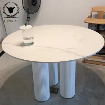 Круглый обеденный стол из массива скандинавского дерева мраморный стол для семейных переговоров в гостиной круглый стол простой и настраиваемый 7