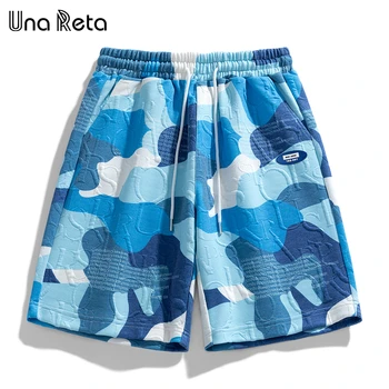 Летние мужские шорты Una Reta, новые уличные брюки, камуфляжные шорты в стиле хип-хоп, свободные прямые повседневные шорты с буквенным принтом, мужские шорты 8