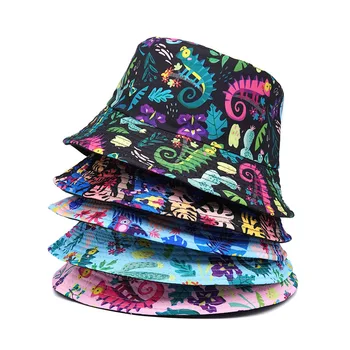 Летние Уличные Солнцезащитные шляпы с цветочным принтом, Женские Мужские панамы, Пляжные солнцезащитные кепки для рыбалки, женские шляпы от солнца в стиле хип-хоп 11