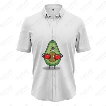 Летняя новая мужская рубашка, спортивная мужская рубашка с 3D принтом авокадо, повседневная мужская рубашка в стиле кэжуал, модный тренд, уличная свободная мужская рубашка 1