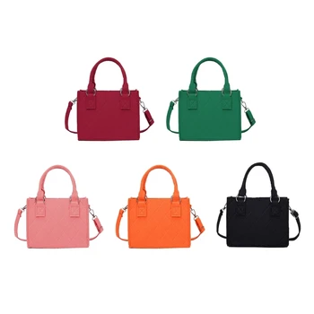 Маленькая квадратная сумка для женщин, фетровые сумки, сумка через плечо для девочек, простая сумка через плечо E74B 7
