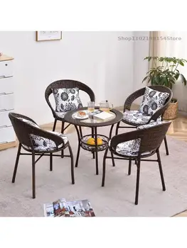 Маленький балконный стул, Чайный столик-трость, комбинация из трех частей, комната во внутреннем дворе, Трость Составляет чайные столики для отдыха на открытом воздухе и 4