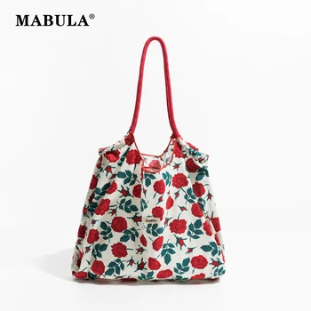 Модная женская сумка для покупок MABULA, кошелек через плечо с цветочным принтом, легкая вместительная повседневная сумка-тоут 15