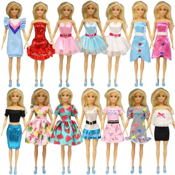 Модная одежда Barbies, популярное платье, повседневная одежда, юбка с принтом для Barbies, одежда для кукол Bjd, популярные аксессуары, подарок для девочек 7